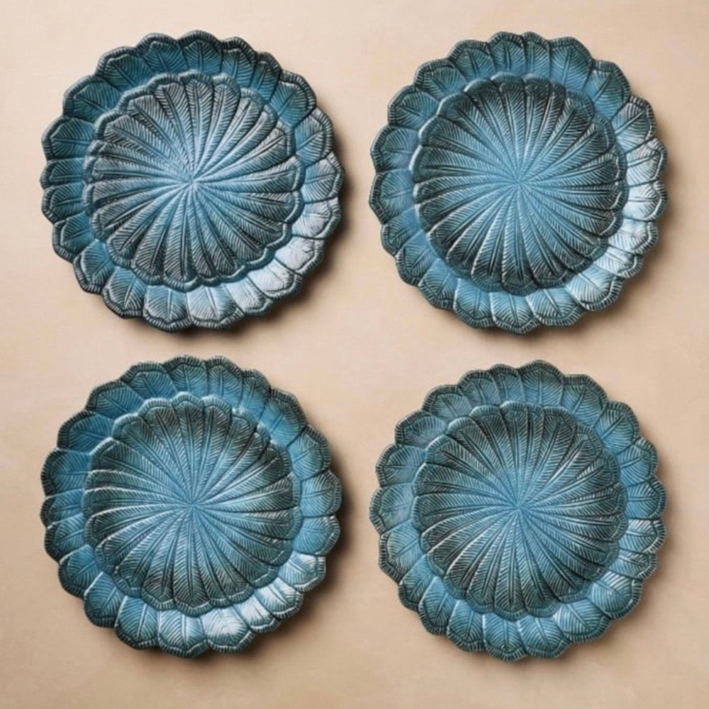 John Derian for Target 4 piece 9” Stoneware Feather Salad Plates (Set of 4) - Picture 2 of 8